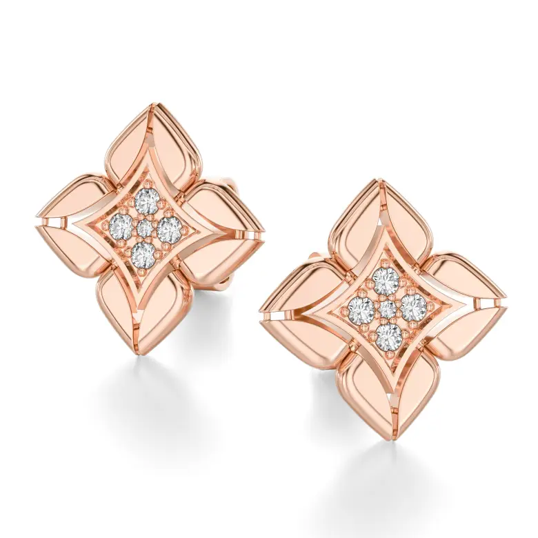 Kolczyki z diamentami różowe złoto AJK_027